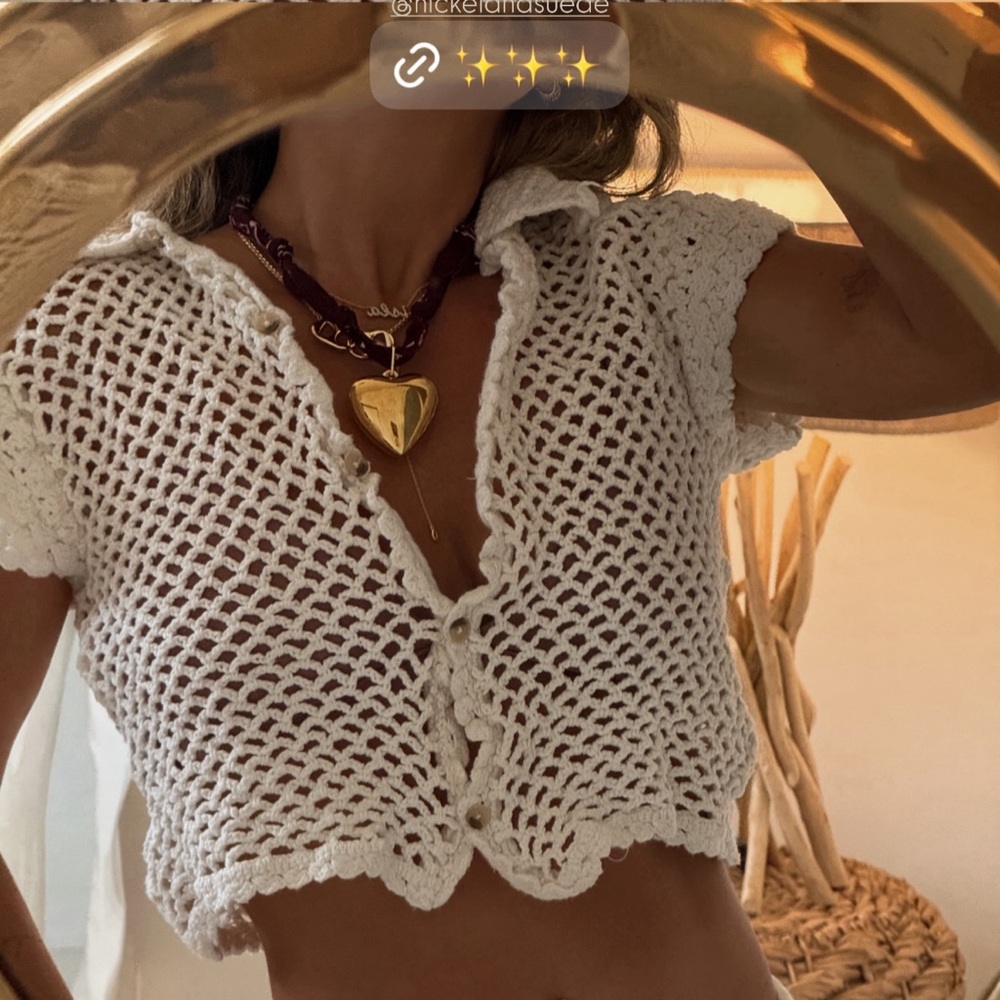Free People White Crochet Top